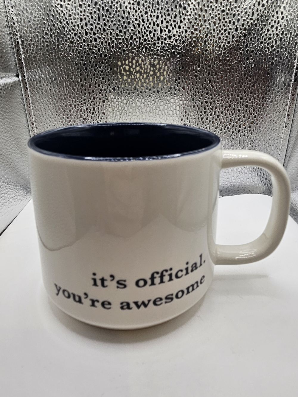 Cream and Navy 'it's official. you're awesome' Threshold Ceramic Mug